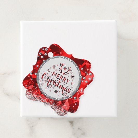 Rode prachtige Kerstkerst in Emerald Merry Bedankjes Labels (In situ)