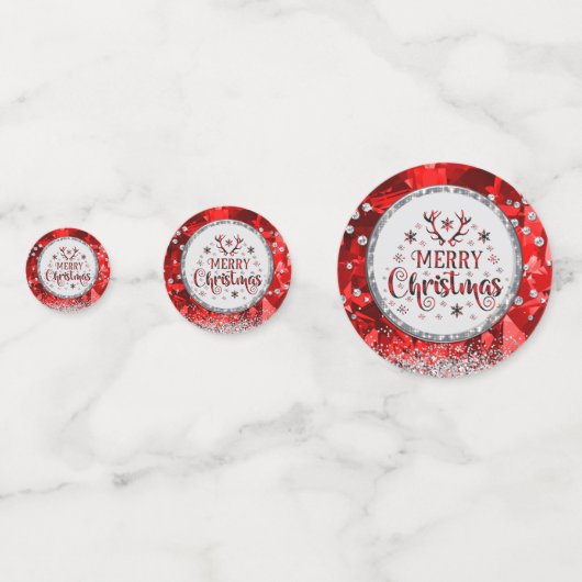 Rode prachtige Kerstkerst in Emerald Merry Confetti (Achterkanten)