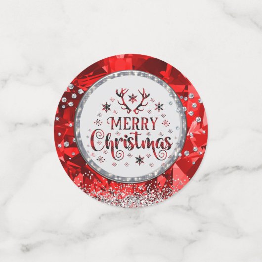 Rode prachtige Kerstkerst in Emerald Merry Confetti (Kleine voorkant)