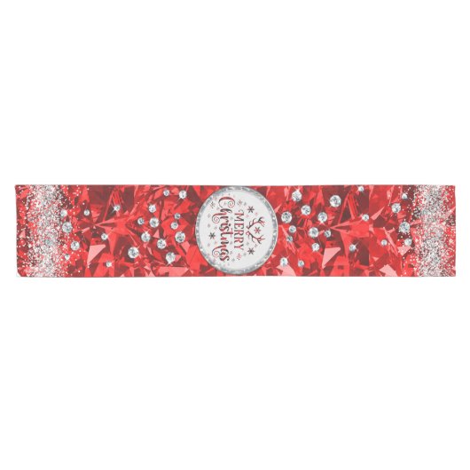 Rode prachtige Kerstkerst in Emerald Merry Korte Tafelloper (Horizontaal)
