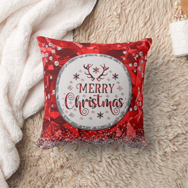 Rode prachtige Kerstkerst in Emerald Merry Kussen (Deken)