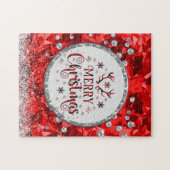 Rode prachtige Kerstkerst in Emerald Merry Legpuzzel (Horizontaal)