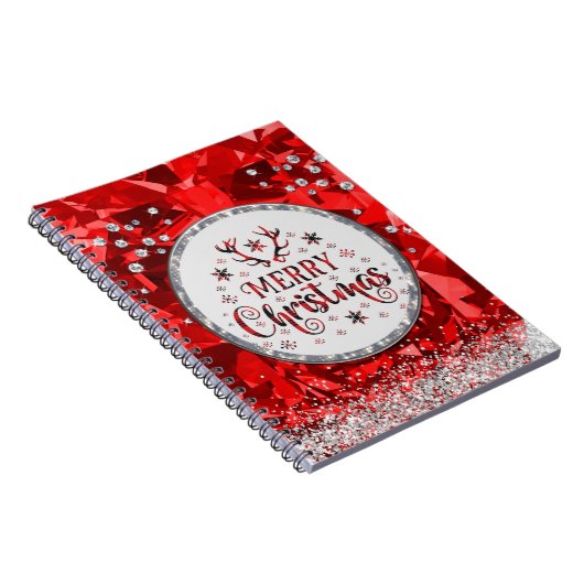 Rode prachtige Kerstkerst in Emerald Merry Notitieboek (Rechterzijde)