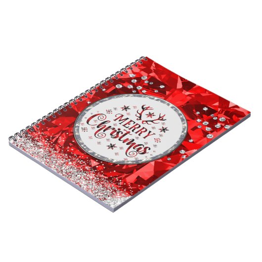 Rode prachtige Kerstkerst in Emerald Merry Notitieboek (Linkerzijde)