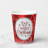 Rode prachtige Kerstkerst in Emerald Merry Papieren Bekers (Achterkant)