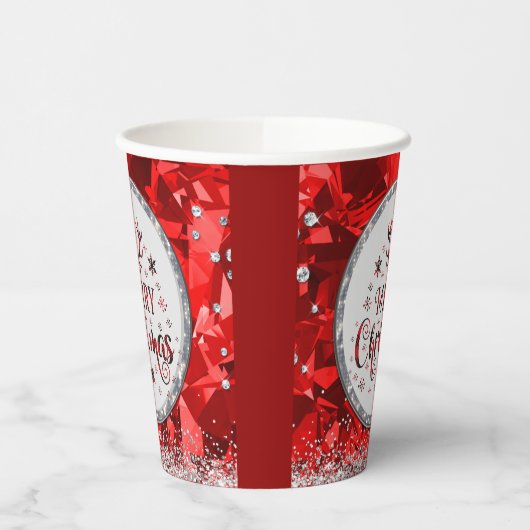 Rode prachtige Kerstkerst in Emerald Merry Papieren Bekers (Links)