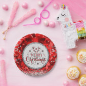 Rode prachtige Kerstkerst in Emerald Merry Papieren Bordje (Feest)