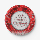 Rode prachtige Kerstkerst in Emerald Merry Papieren Bordje (Voorkant)