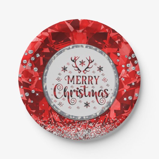 Rode prachtige Kerstkerst in Emerald Merry Papieren Bordje (Voorkant)