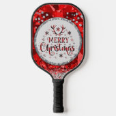Rode prachtige Kerstkerst in Emerald Merry Pickleball Paddle (Voorkant)