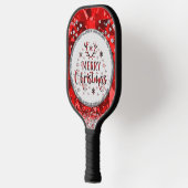 Rode prachtige Kerstkerst in Emerald Merry Pickleball Paddle (Links)