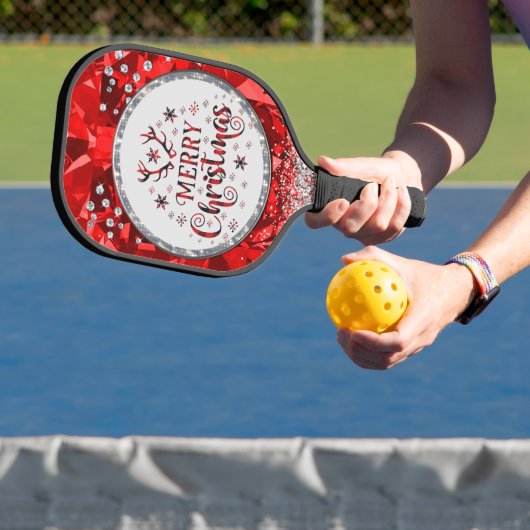 Rode prachtige Kerstkerst in Emerald Merry Pickleball Paddle (Insitu)