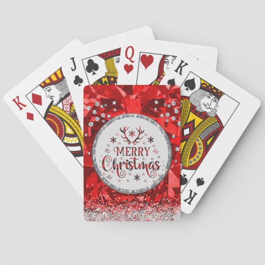 Rode prachtige Kerstkerst in Emerald Merry Pokerkaarten (Achterkant)