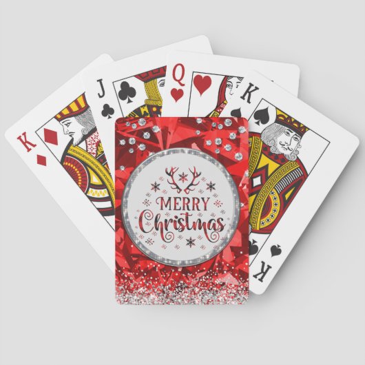 Rode prachtige Kerstkerst in Emerald Merry Pokerkaarten (Achterkant)