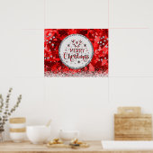 Rode prachtige Kerstkerst in Emerald Merry Poster (Keuken)