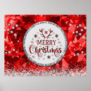 Rode prachtige Kerstkerst in Emerald Merry Poster