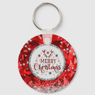 Rode prachtige Kerstkerst in Emerald Merry Sleutelhanger