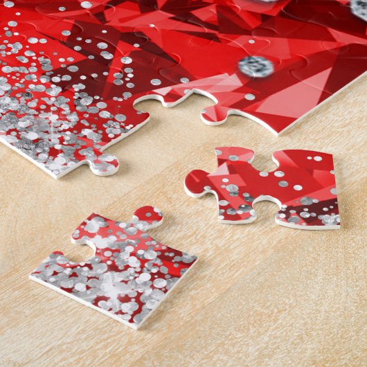 Rode Prachtige Smaragd  Prettig Kerstfeest Legpuzzel (Zijkant)