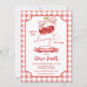 Rode Preppy Coquette Cherry op Top Baby shower Kaart (Voorkant)