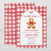Rode Preppy Gingham Gingerbread Baby Shower Kaart (Voorkant / Achterkant)