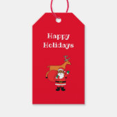 Rode Prettige feestdagen Amerikaanse kerstman Cadeaulabel (Voorkant)