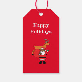 Rode Prettige feestdagen Amerikaanse kerstman Cadeaulabel