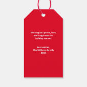 Rode Prettige feestdagen Amerikaanse kerstman Cadeaulabel (Achterkant)