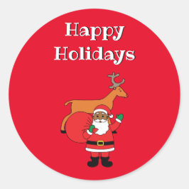 Rode Prettige feestdagen Amerikaanse kerstman Ronde Sticker