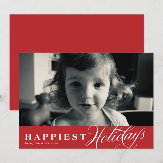 Rode Prettige feestdagen met kerstkaart (Voorkant / Achterkant)