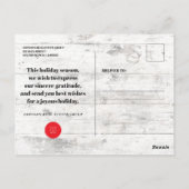 Rode Prettige feestdagen op hout | Vakantiegroet Briefkaart (Achterkant)