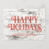 Rode Prettige feestdagen op hout | Vakantiegroet Briefkaart (Voorkant)