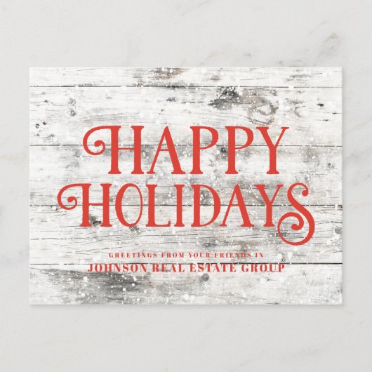 Rode Prettige feestdagen op hout | Vakantiegroet Briefkaart (Voorkant)