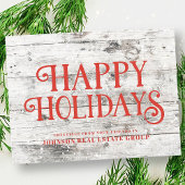 Rode Prettige feestdagen op hout | Vakantiegroet Briefkaart