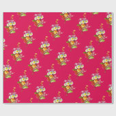 Rode Primula Boeket Vintage Lente Bloempatroon Cadeaupapier (Vlak)