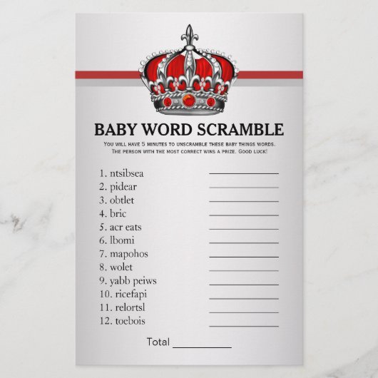 Rode Prins Baby Shower Spellen (Voorkant)