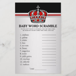 Rode Prins Crown Baby shower Games Flyer