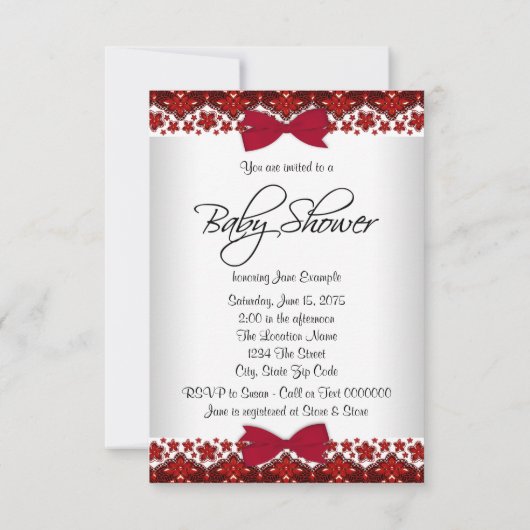 Rode  prinses Baby shower Kaart (Achterkant)