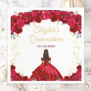 Rode Prinses Bloemige Quinceañera Servet