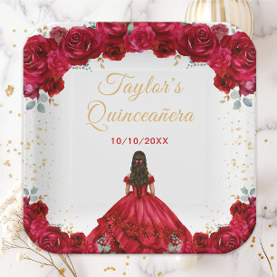Rode Prinses Bloemstuk Quinceañera Papieren Bordje