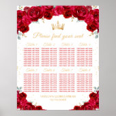 Rode Prinses Quinceañera 8 tafels Zitplaatskaart Poster (Voorkant)