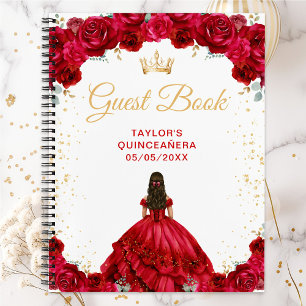Rode Prinses Quinceañera Gastboek Notitieboek