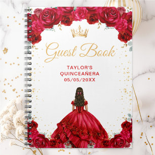 Rode Prinses Quinceañera Gastboek Notitieboek