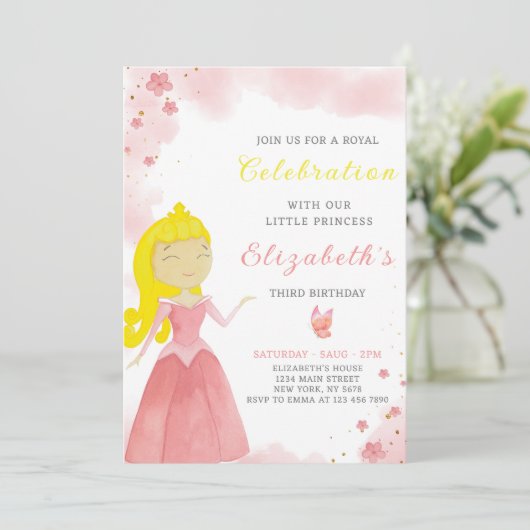 Rode Prinses Verjaardag Uitnodiging (Staand voorkant)