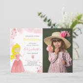 Rode Prinses Verjaardagsuitnodiging met foto Kaart (Staand voorkant)