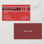 rode professionele initialen visitekaartje (Voorkant / Achterkant)