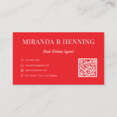 Rode Professionele Makelaar Foto QR Code Visitekaartje (Achterkant)