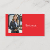 Rode Professionele Makelaar Foto QR Code Visitekaartje (Voorkant)