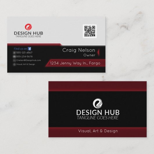 Rode professionele visitekaartje (Voorkant / Achterkant)