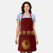 Rode pron met gouden details Chinees nieuw Schort (Gedragen)