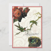 Rode Protea Hummingbird - Floral Wedding Kaart (Achterkant)